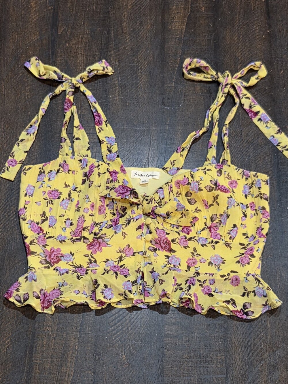 For Love and Lemons Yellow Floral Crop Top